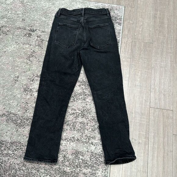 Agolde Women's Black Riley High Rise Straight Crop Stretch Button Up Jeans Sz 27 - Picture 7 of 7